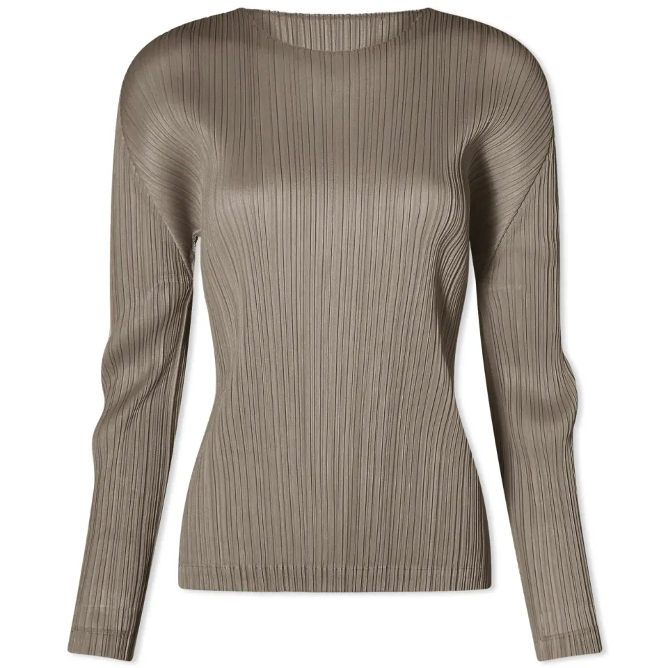 Long Sleeve Pleats Crew Top