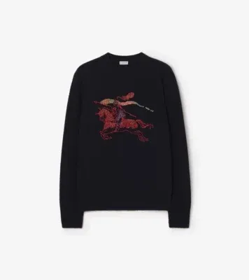 Cross Stitch Knight Wool Cashmere Sweater in Navy