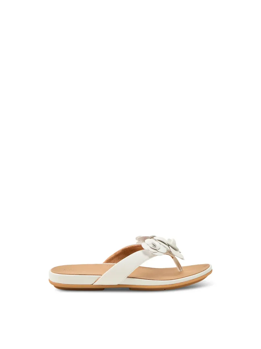 Floral Leather Flip-Flops