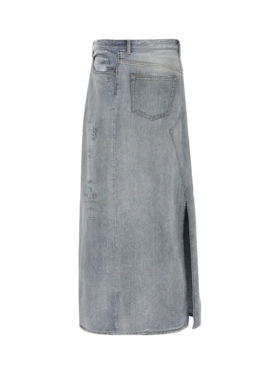 Asymmetric Denim Skirt L Blue