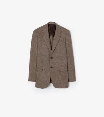 Check Wool Linen Blend Sloane Tailored Jacket in Soap beige/brown - Men, Nylon