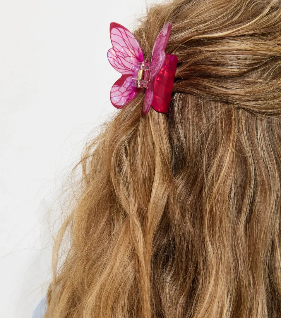 Pink Butterfly Hair Claw Clip