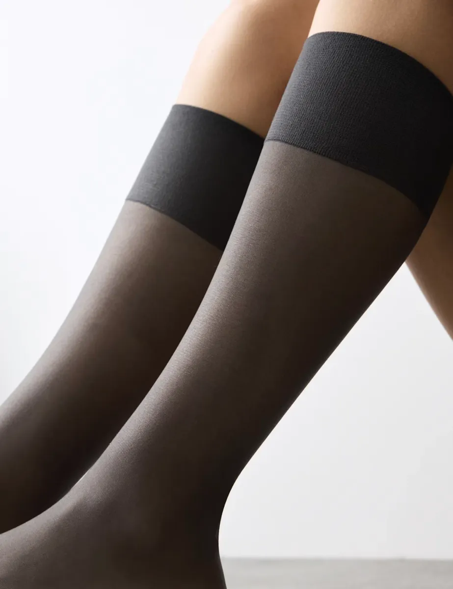 5pk 10 Denier Ladder Resist Matt Knee Highs Nearly Black