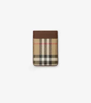 Check Magnetic Card Case in Archive beige - Men, Cotton