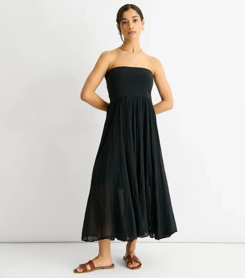 Women's Black Maxi Skater Skirt Multiway Dress