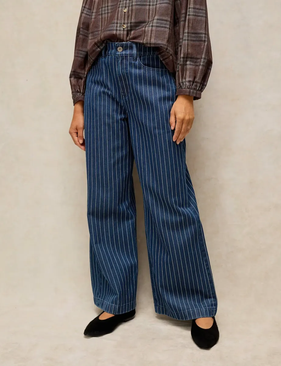 Wide Leg Mid Rise Cotton Jean Denim