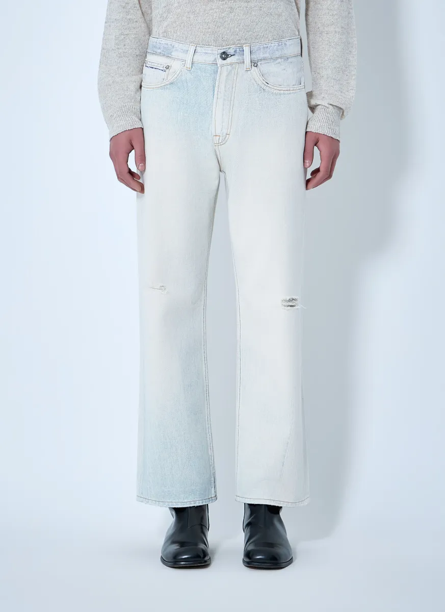 Distressed Straight-Leg Denim Jeans