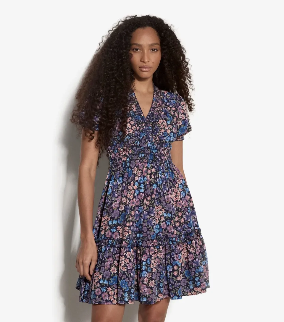 Women's Blue Iridescent Ditsy Print Mini Dress