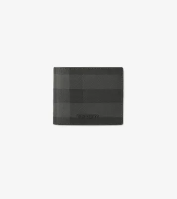 Check Slim Bifold Wallet in Charcoal grey