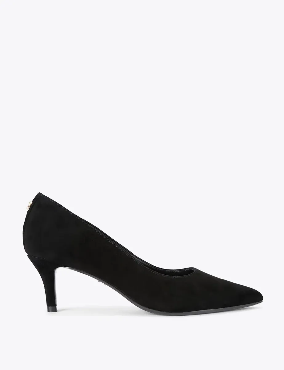 Suede Pointed Court Shoes Black