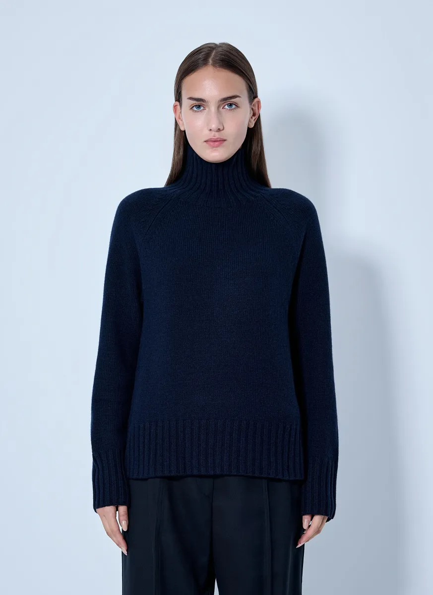 High-Neck Wool and Cashmere Sweater