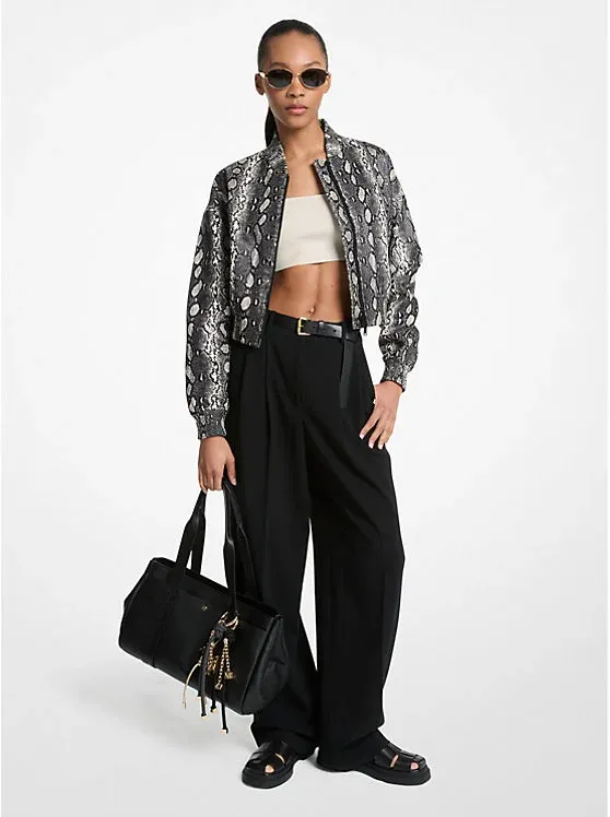 Pleated Crepe Wide-Leg Pant