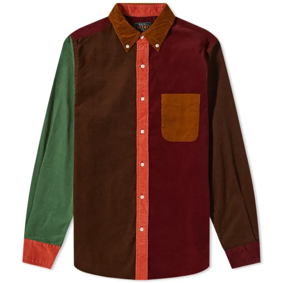 Button Down Corduroy Panel Shirt