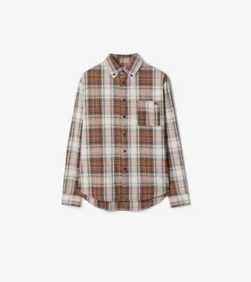 Madras Check Cotton Shirt in Russet brown