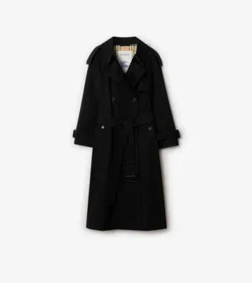 Long Gabardine Fitzrovia Trench Coat in Black - Women, Cotton Gabardine