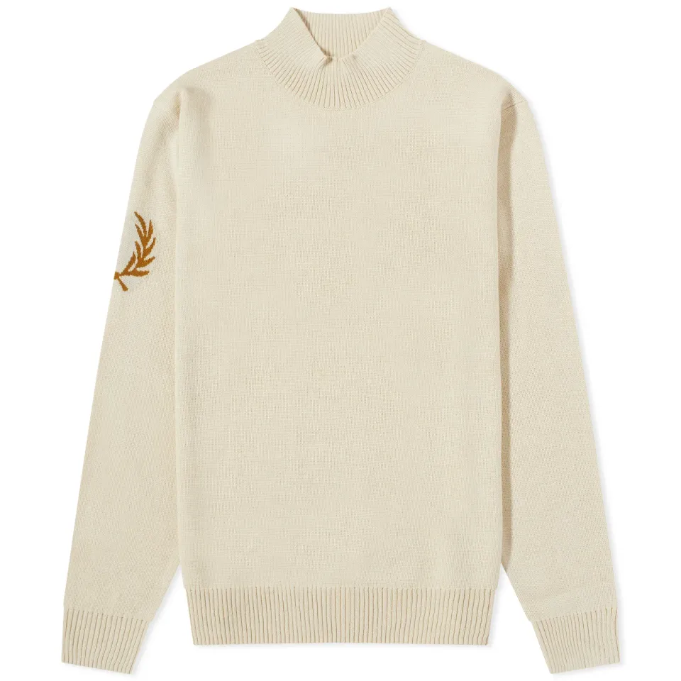 Intarsia Laurel Wreath Mock Neck Knit