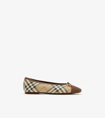 Check Canvas Highgate Ballerinas in Archive beige