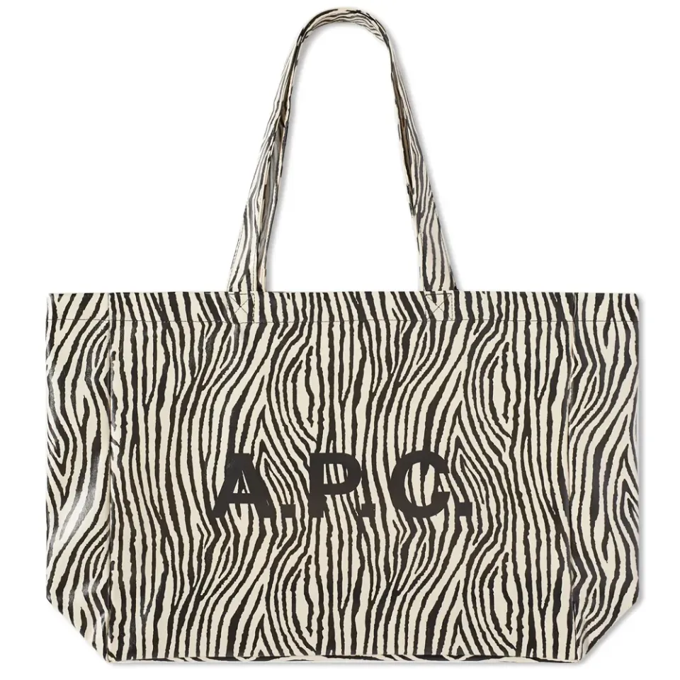 A.P.C Diane Zebra Print Logo Shopping Tote