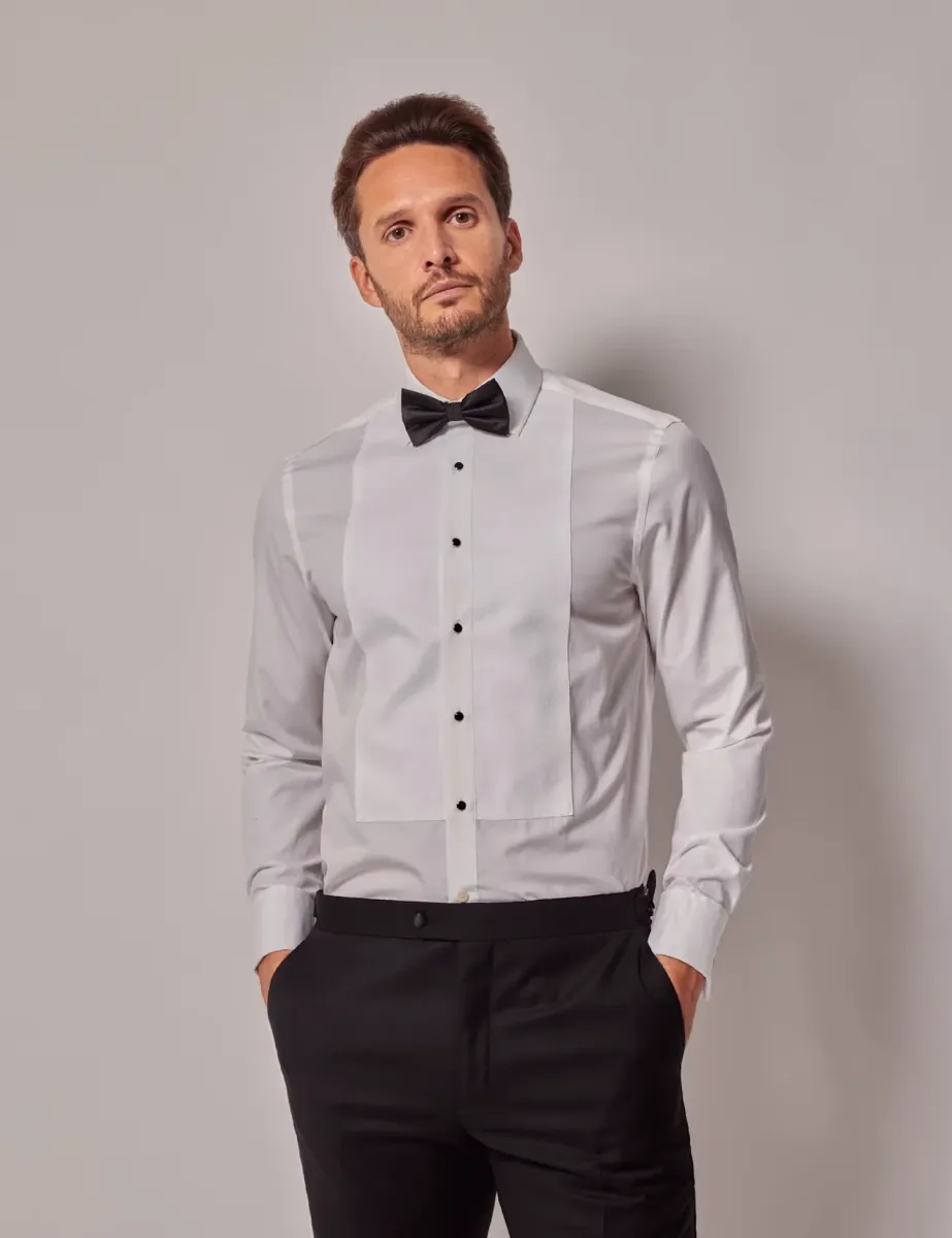 Slim Fit Pure Cotton Waffle Evening Shirt White