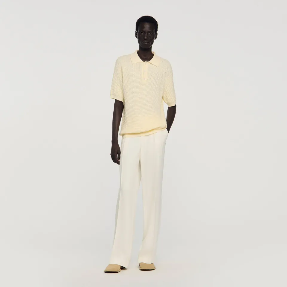 Waffle-texture cotton polo