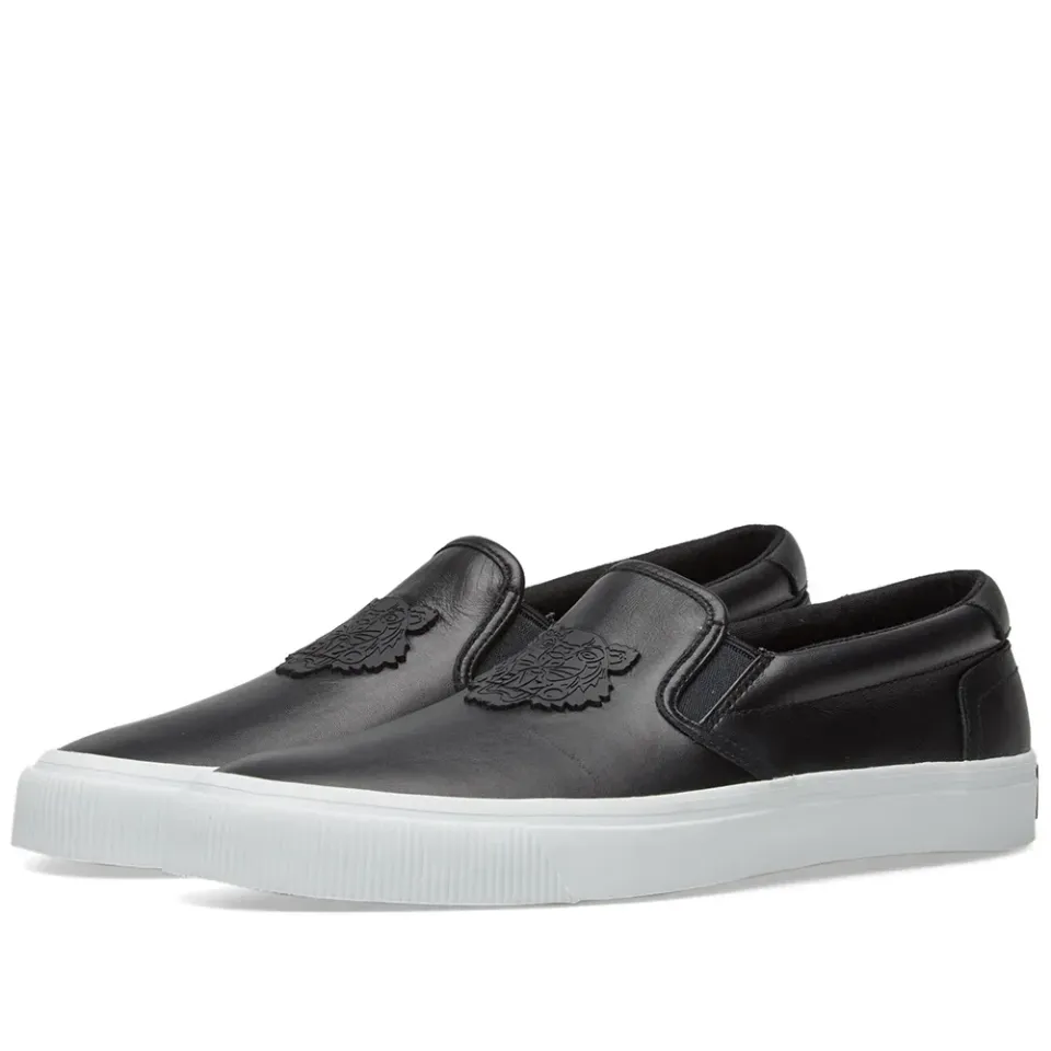 Tiger Logo Leather Slip On