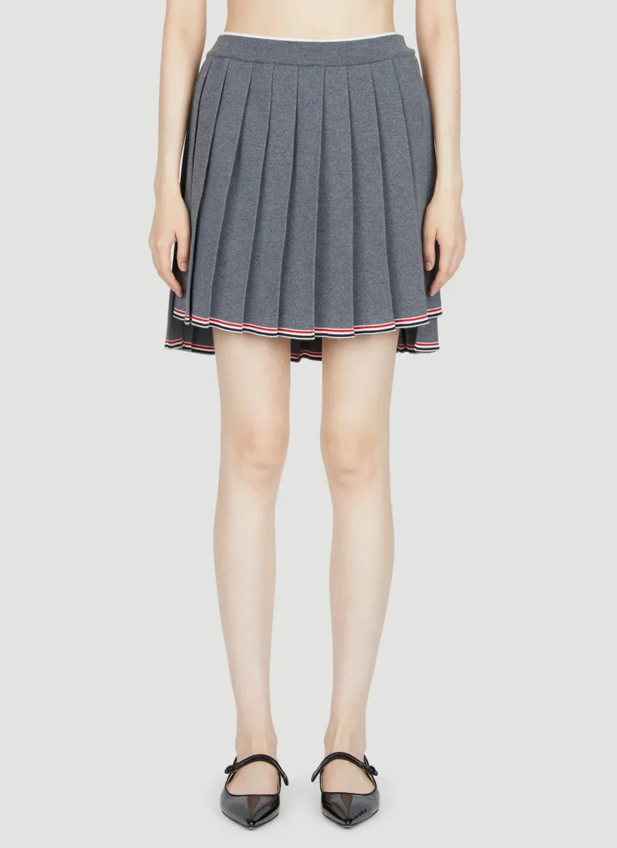 Pleated Wool-Knit Mini Skirt