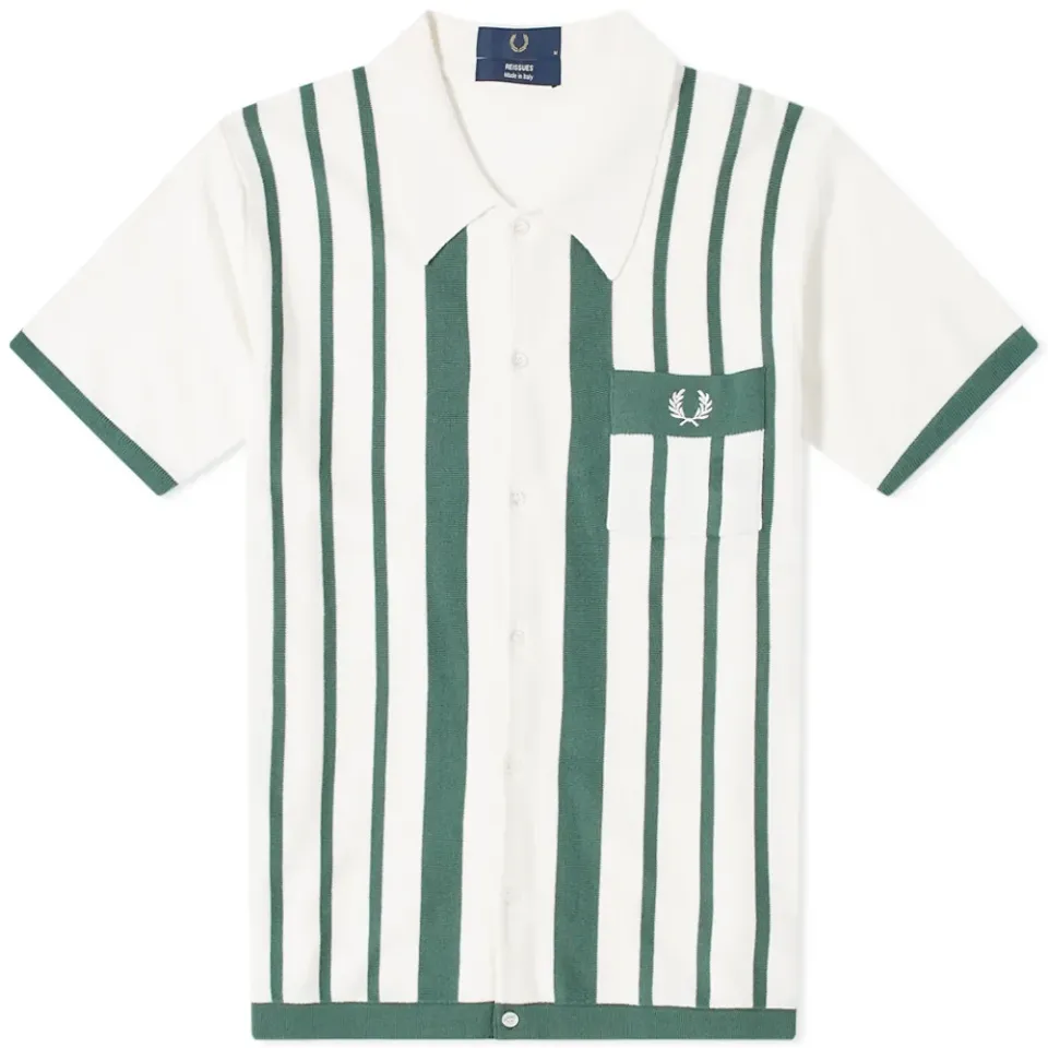 Striped Button Through Polo