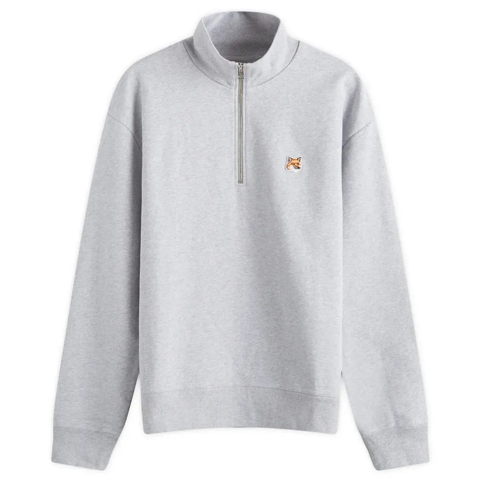 Maison Kitsuné Fox Head Patch Half Zip Sweat