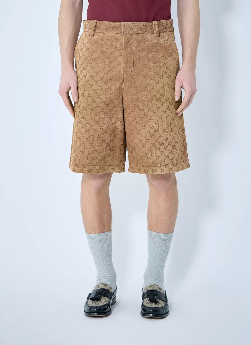Embossed GG Suede Shorts
