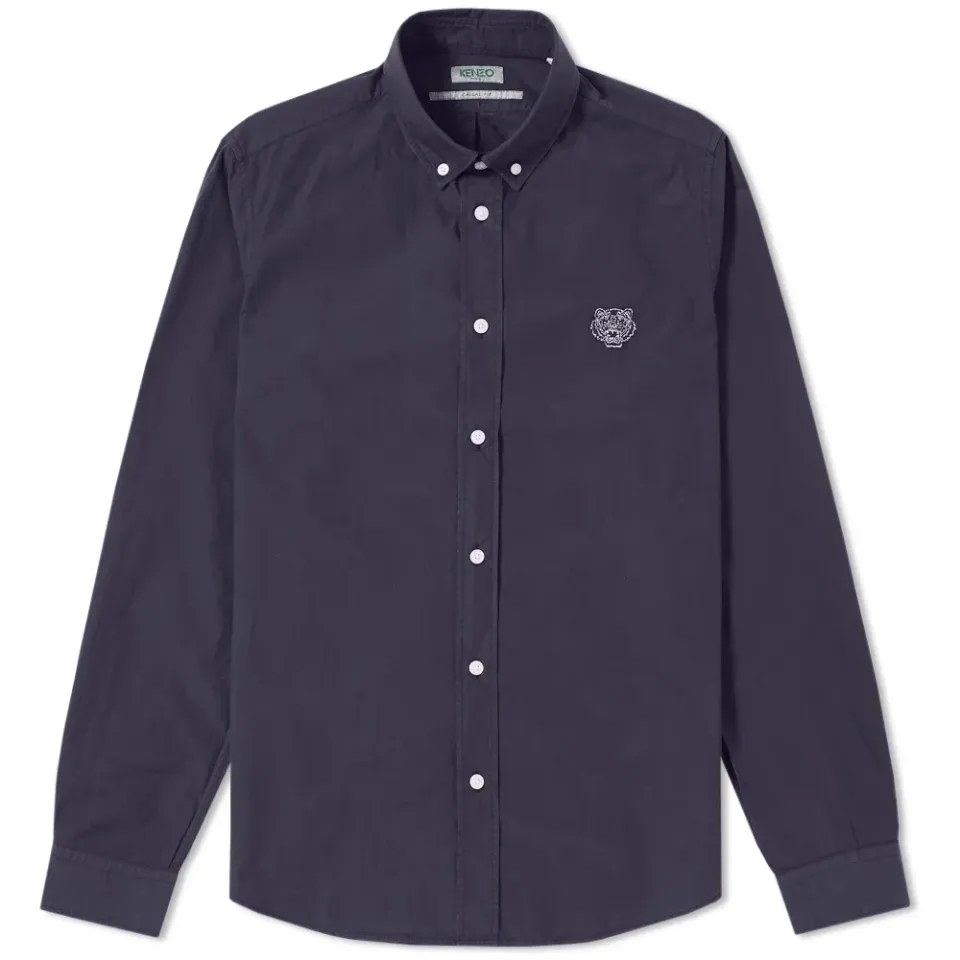 Button Down Tiger Poplin Shirt