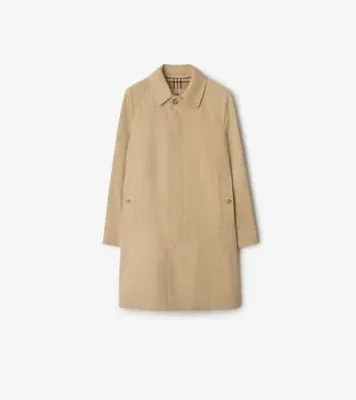 Mid-length Camden Heritage Car Coat in Honey beige - Men, Cotton Gabardine