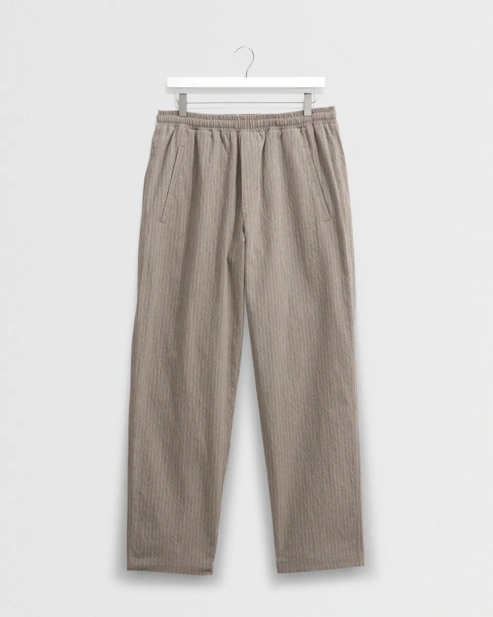 Tyne - Natural Chalk Stripe Trousers