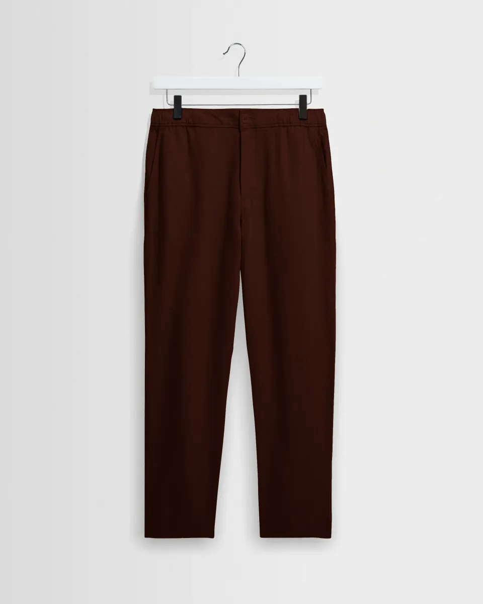 Kurt - Brown Washed Linen Relaxed Fit Trousers