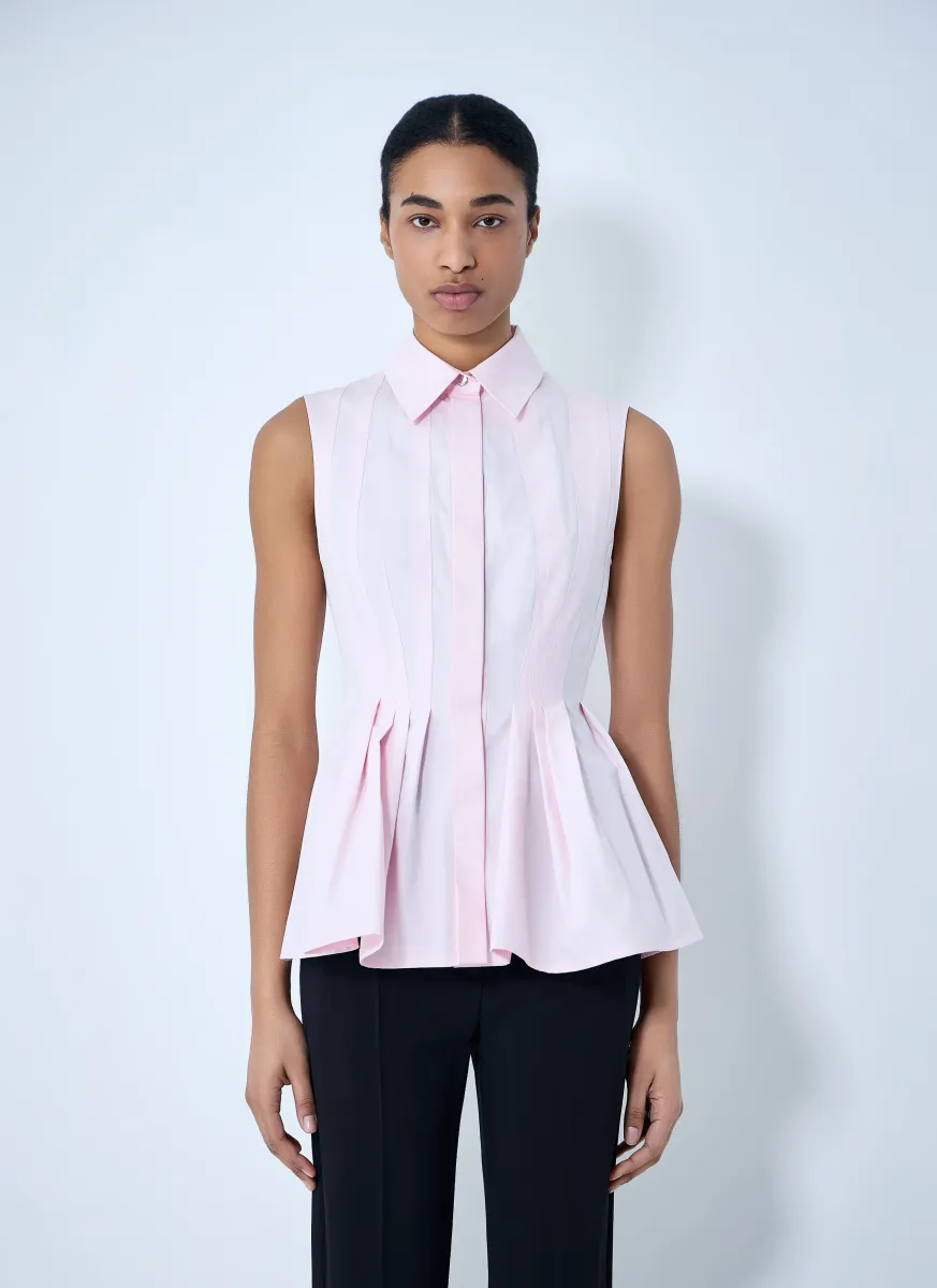 Sleeveless Pleated Blouse