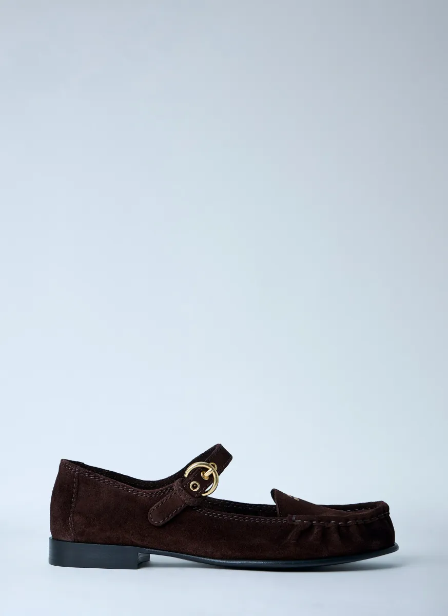 Suede Mary Jane Loafers