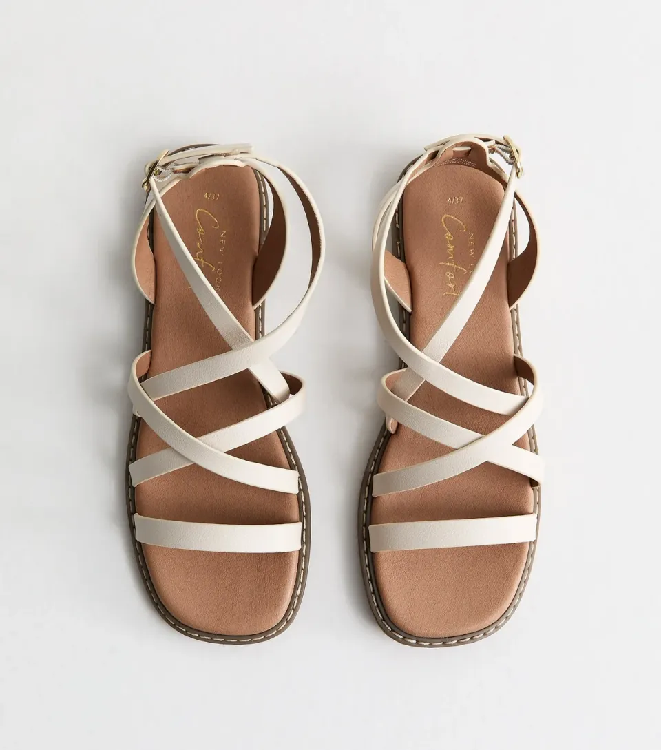 Women's Gold Faux Leather Multi Strap Flat Sandals Vegan