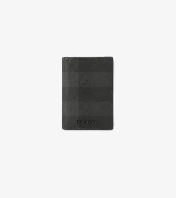 Check Folding Card Case in Charcoal grey - Men, Cotton, Technical