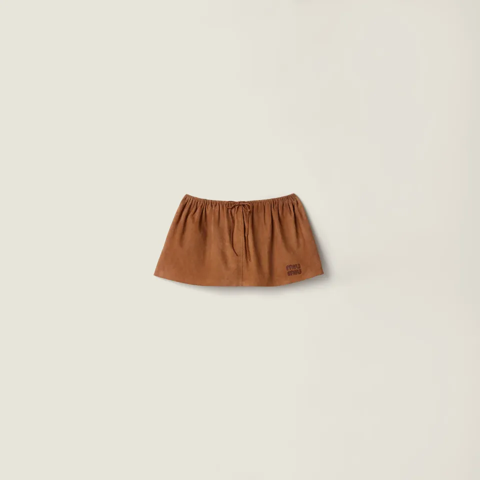 Waxed suede miniskirt