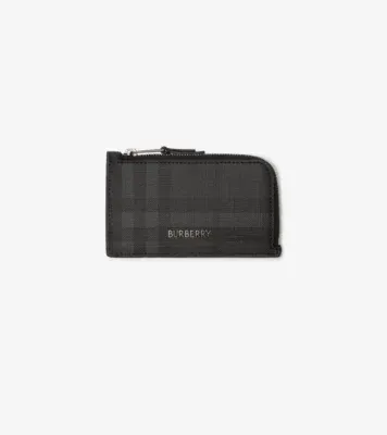 City Check Zip Card Case in Iron grey - Men, Cotton, Technical