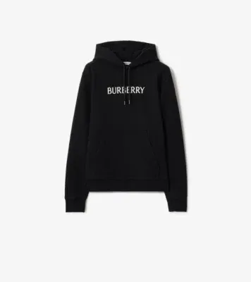 Logo Cotton Hoodie in Black