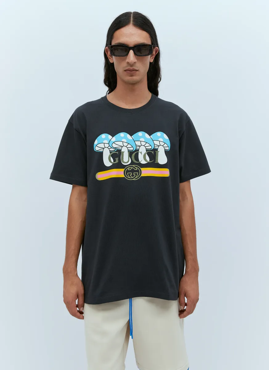 Mushroom Logo Print T-Shirt