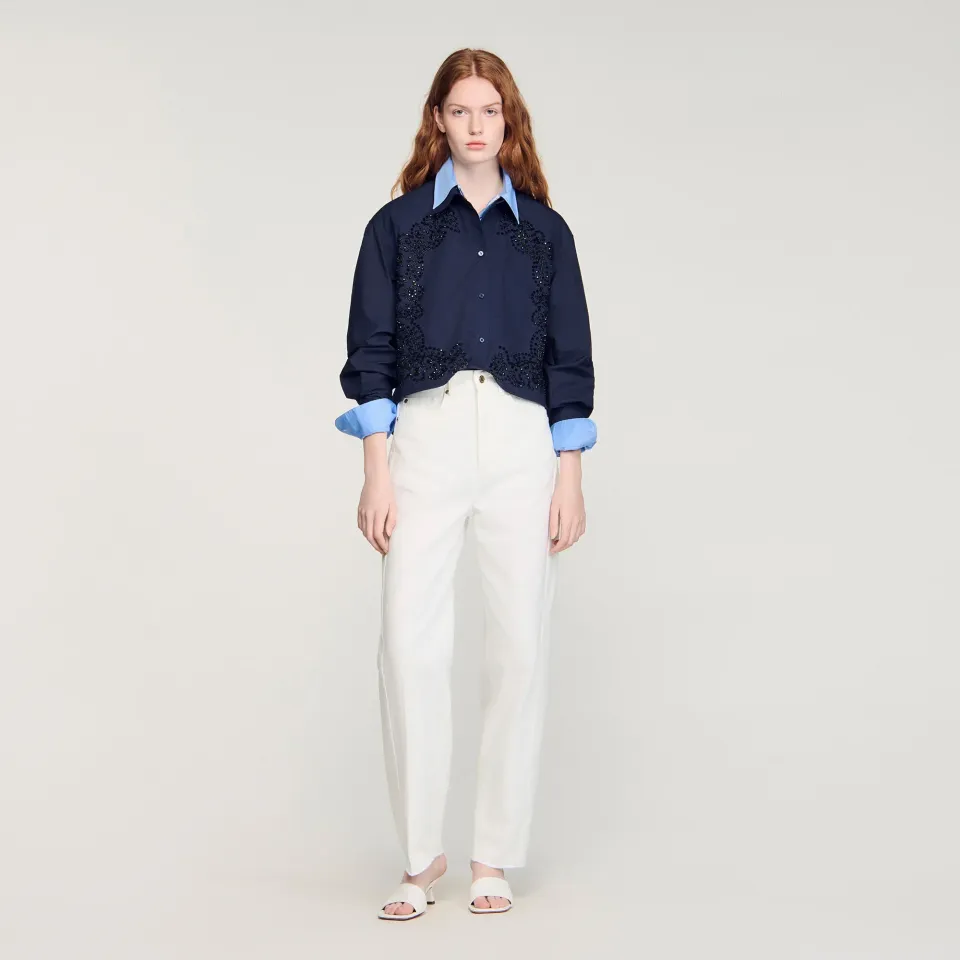 Floral embroidered cotton shirt