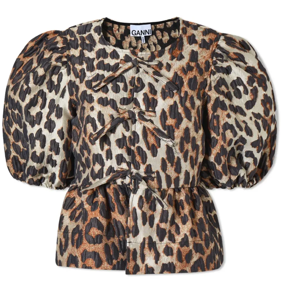 3D Jacquard Peplum Blouse