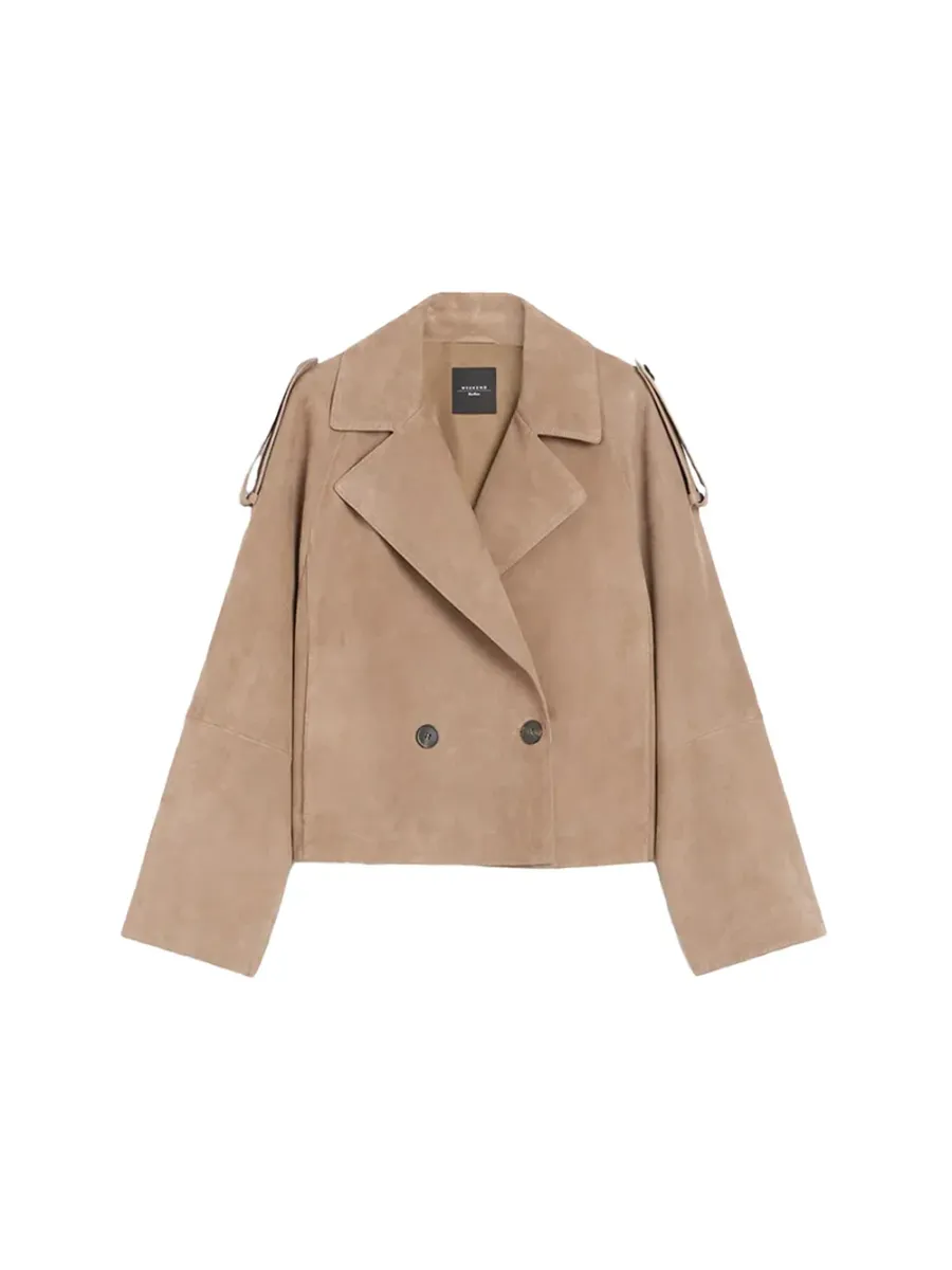 Short suede trench coat