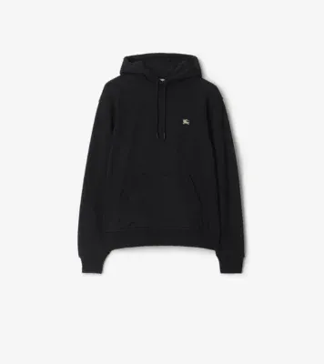 Knight Stamp Cotton Hoodie in Black