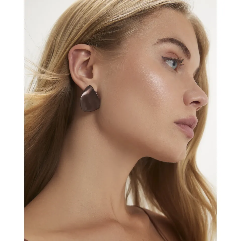 Brushed Metal Stud Earrings