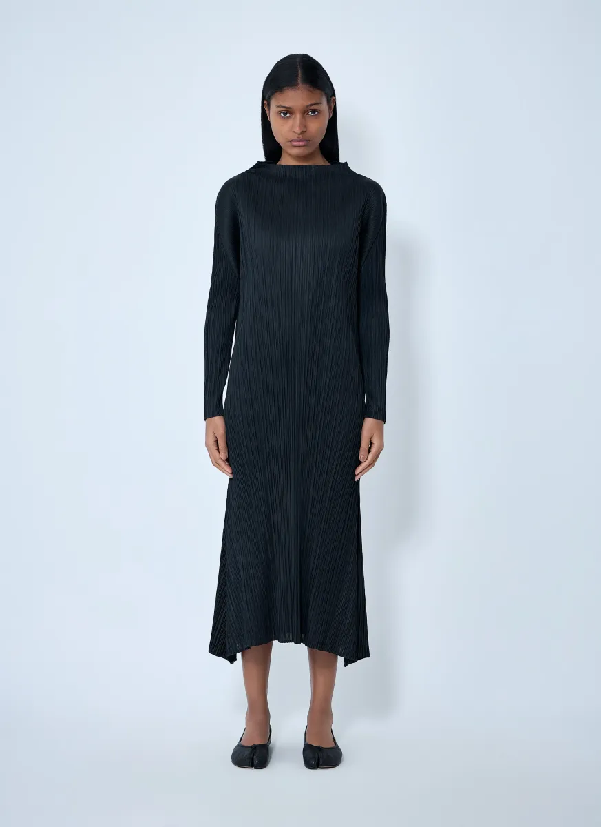 Pleated Long Sleeve Dress