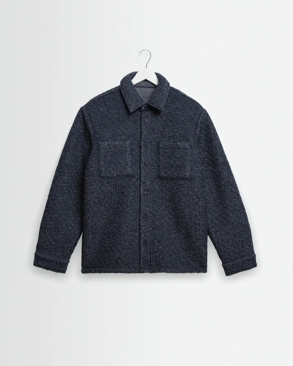 Mount - Grey Blue Reversible Boucle Wool Overshirt