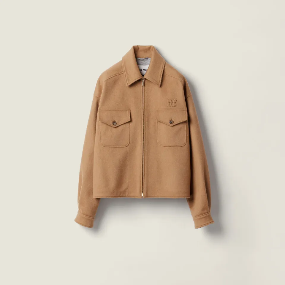 Bonded camel hair blouson jacket