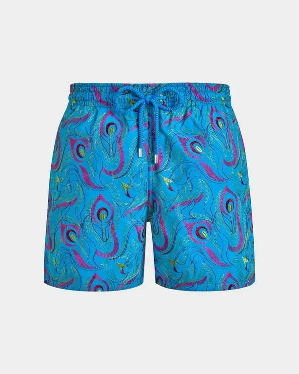 Men Swimwear Embroidered Camo Flowers
